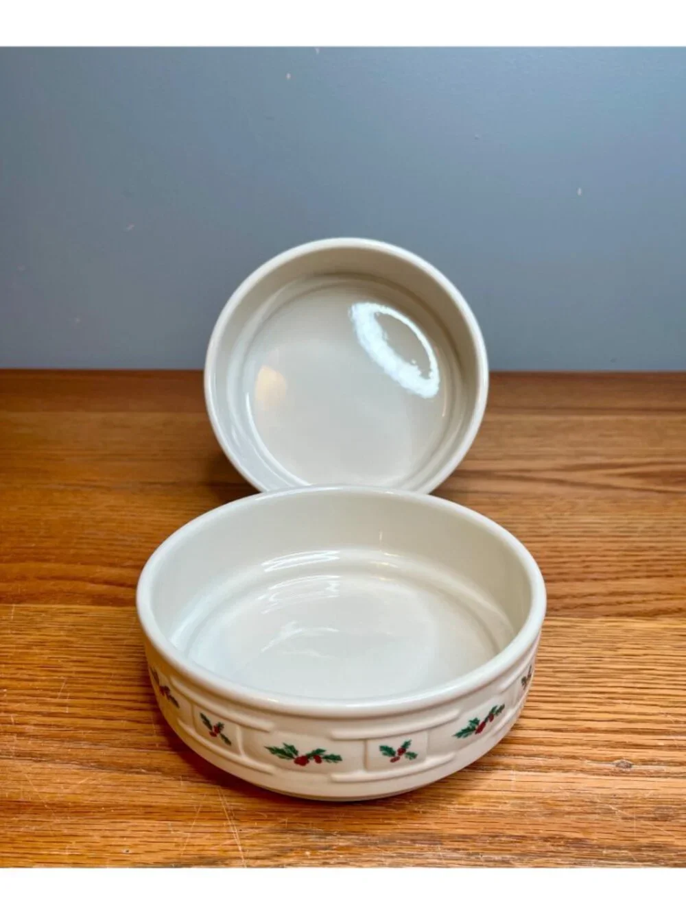 Set of 2 Longaberger Woven Traditions Holly Pattern Soup/Cereal Bowl 6